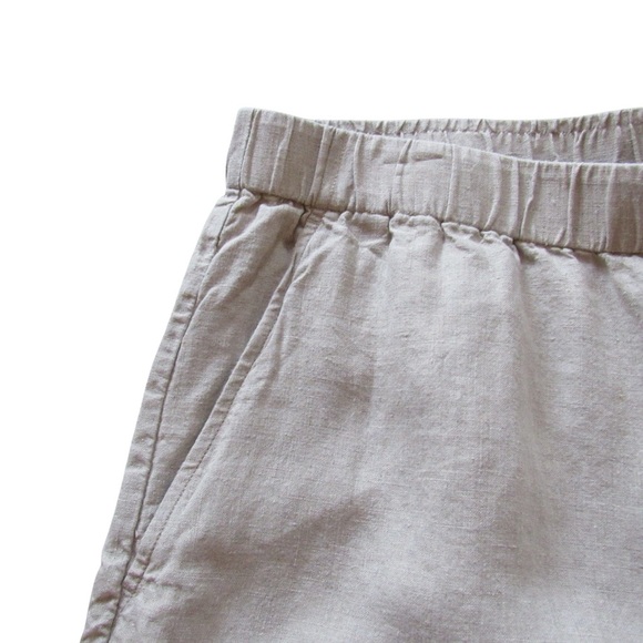 Eileen Fisher Linen Wide Leg Pants Medium Natural Beige Cropped Pull On Pockets - Picture 7 of 10